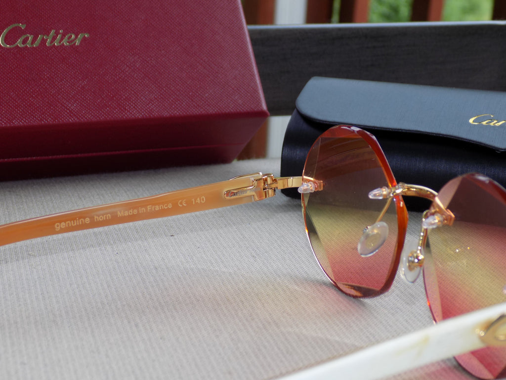 Cartier Smooth Amber Lens Natural Horn 