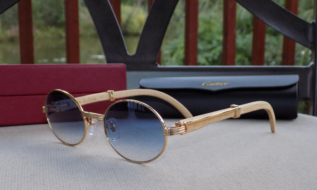 white wood cartier glasses