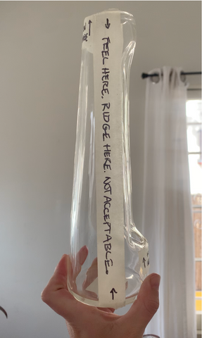 Glass bong sample taped with sample comments.