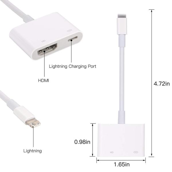 Lightning Digital Av Adapter Lightning To Hdmi Adapter With Lightning Charging Port For 1080p Hd Tv Monitor Projector For Iphone Ipad Ipod