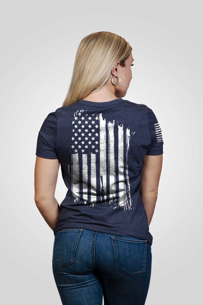 Women's Relaxed Fit V-Neck Shirt - America Flag | Nine Line Apparel