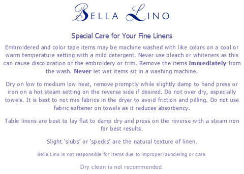 Bella Lino Linens-Caring for your fine linens