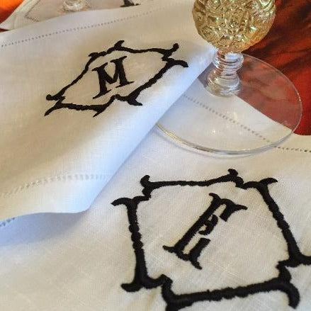 Festival Monogrammed Linen Napkins-Placemats-Cocktail Napkins - 75 Col -  Bella Lino Linens