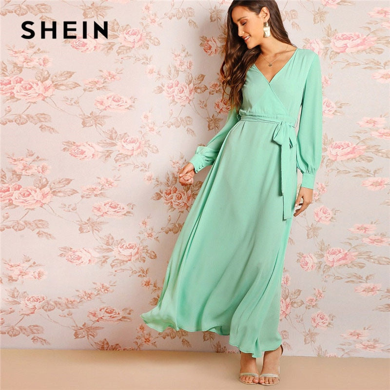 Shein Green Wrap Dress Outlet Sale, UP ...