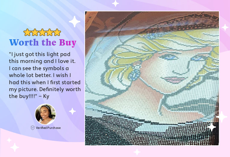 positive customer review of diamond painting lightpad