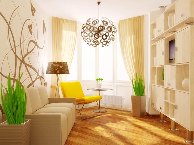 bright yellow room interior