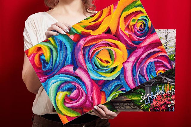 Flower Print DIY Diamond Unframed Painting