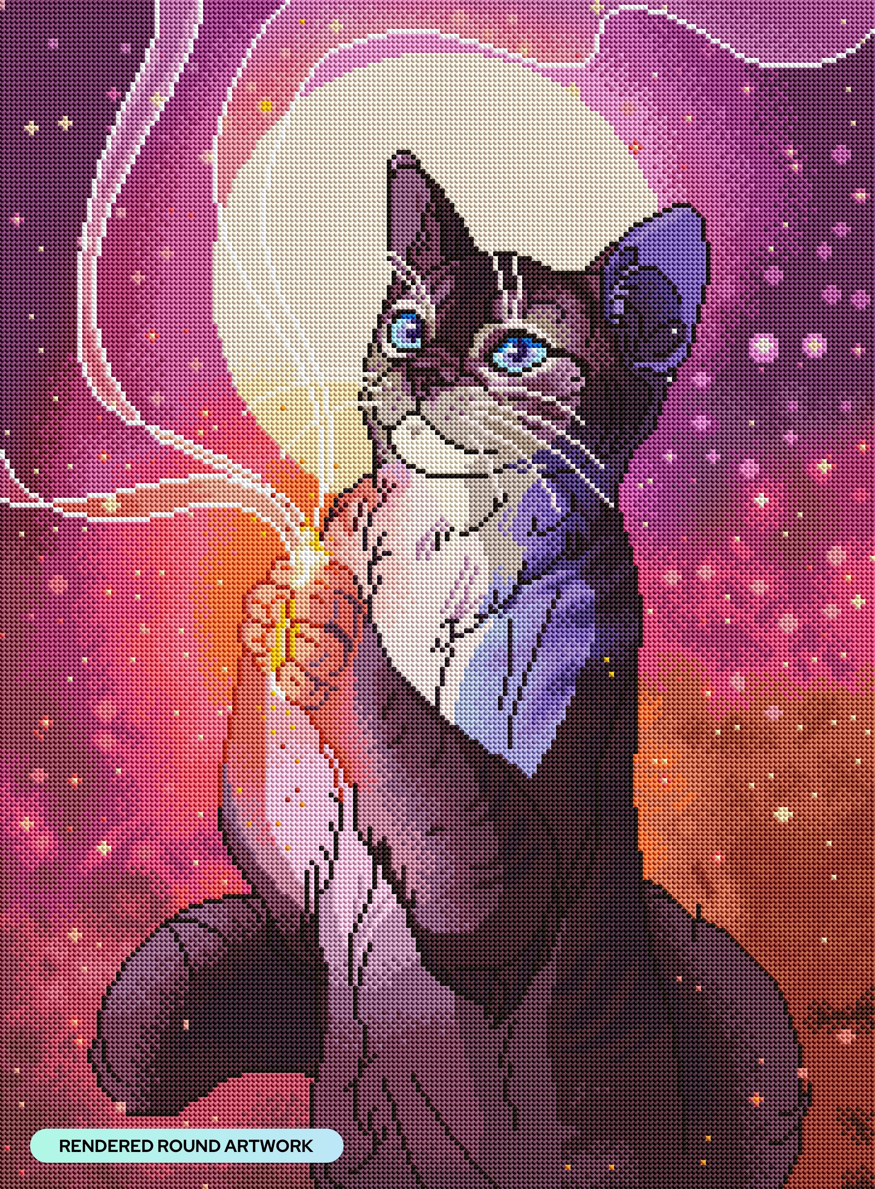 Floofy Galaxy Cat Cross Stitch Pattern