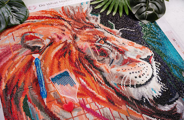 lion themed diamond art painting