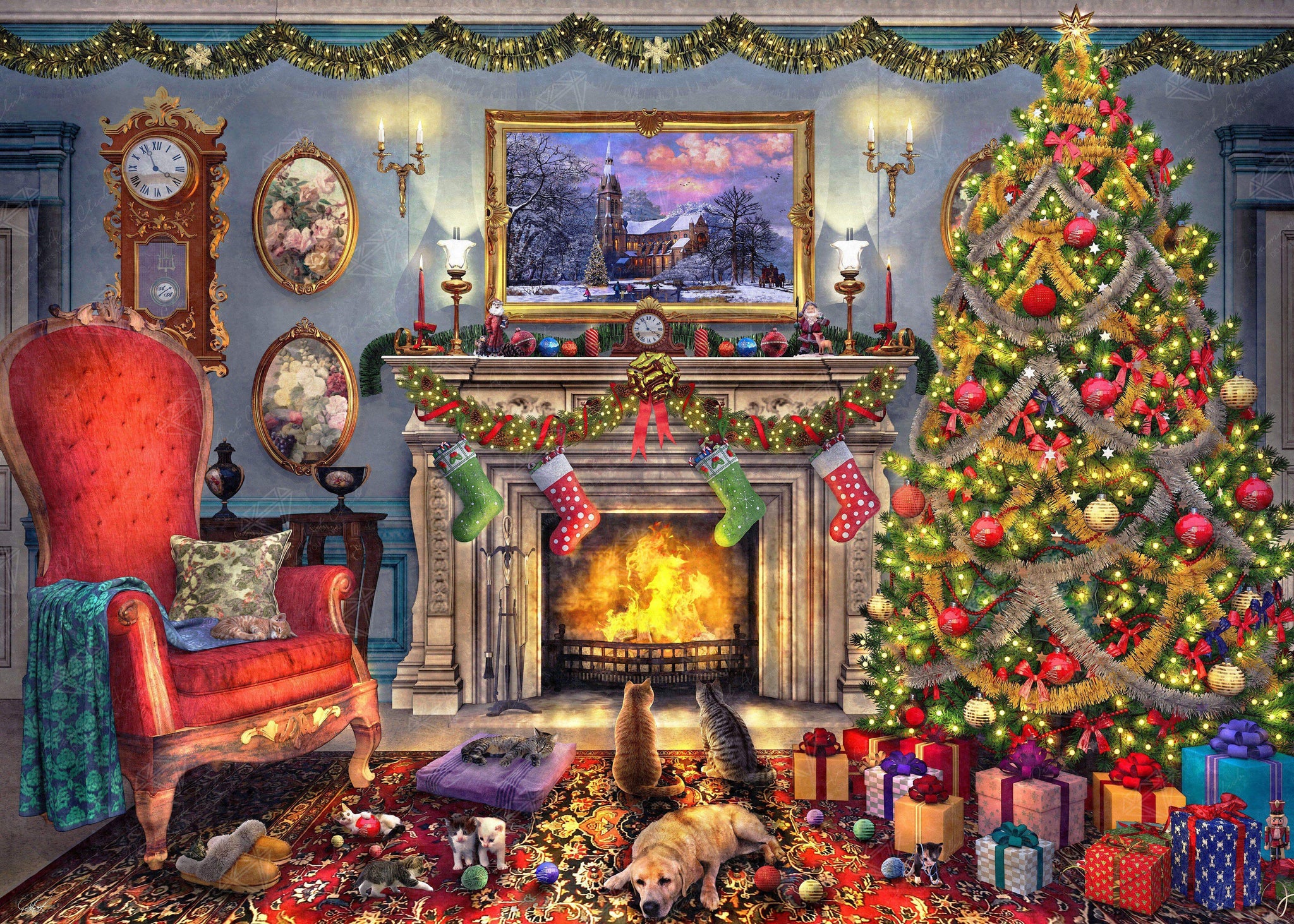 festive fireplace 3d
