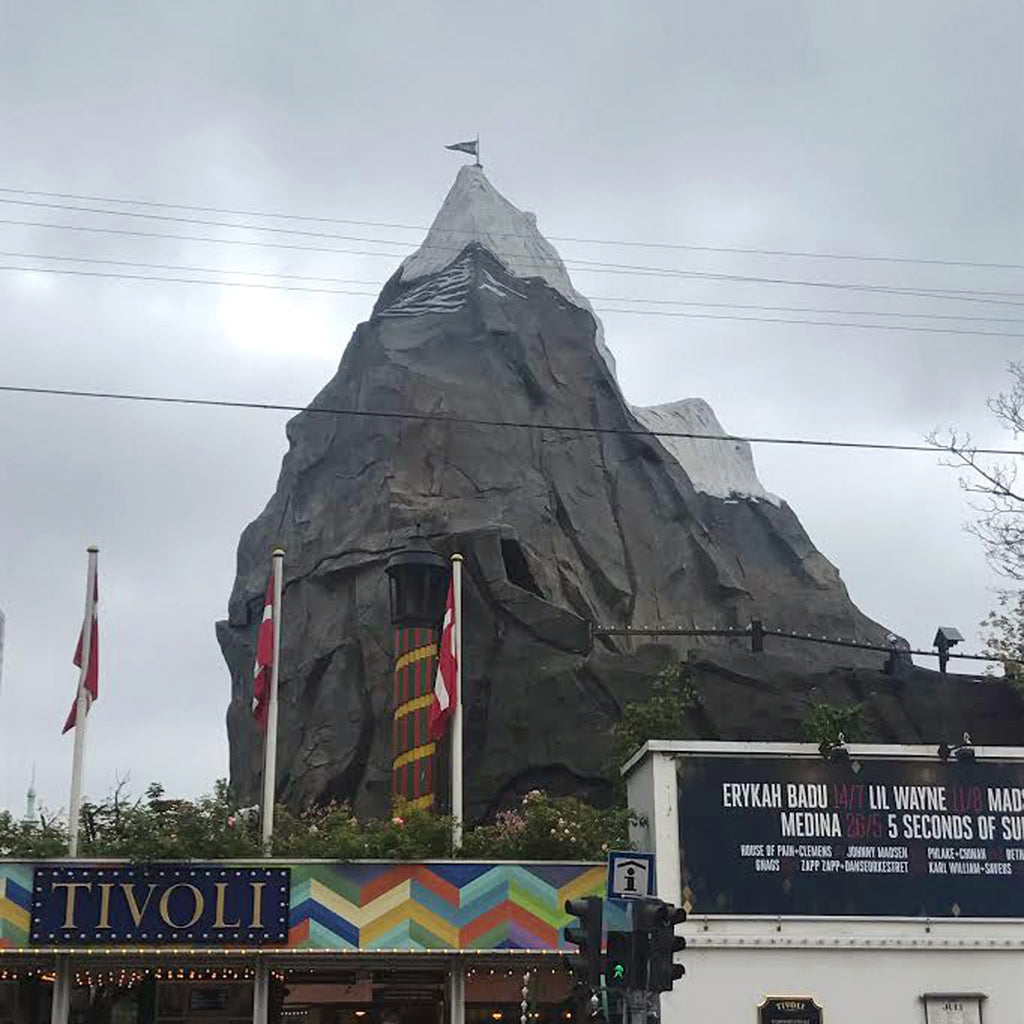 a mountain in the middle of a street.