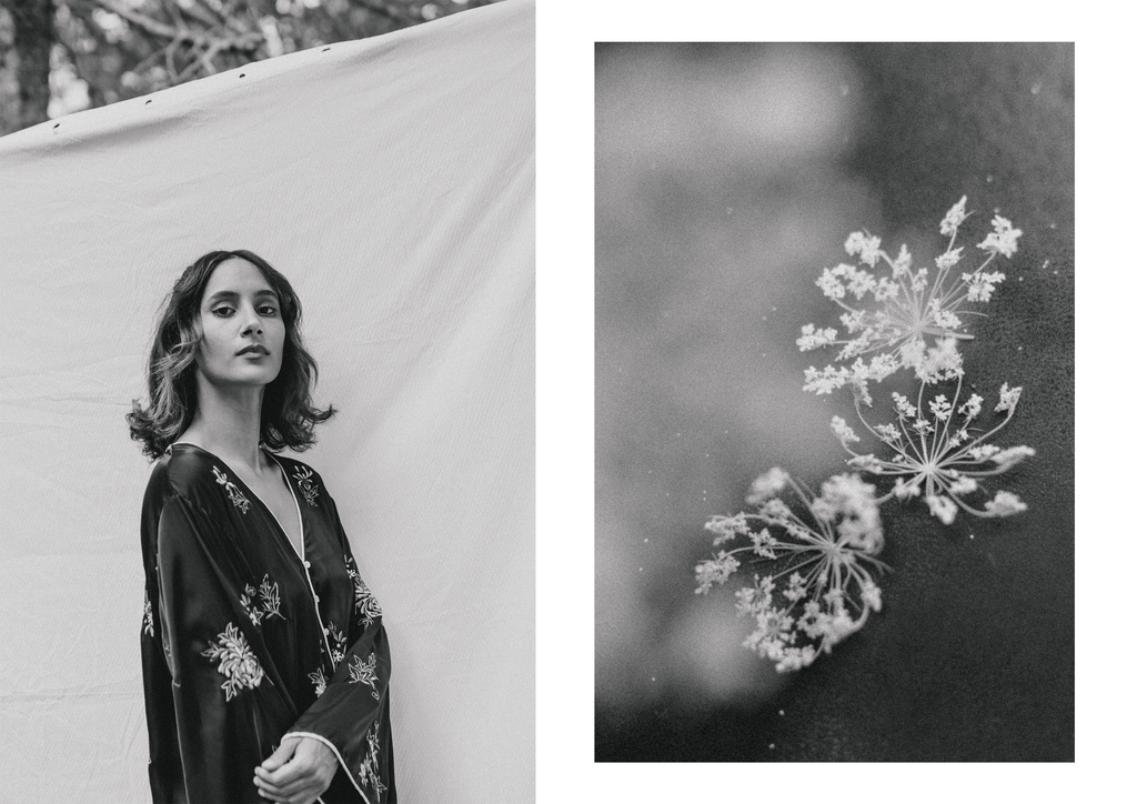 portrait of letecia ferraz and flower detail 