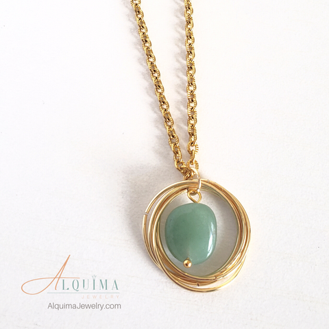 Wire-wrapped Aventurine Necklace