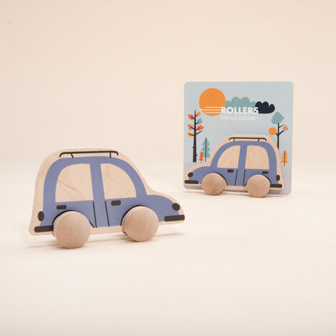 blue car roller push toy