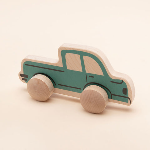 Teal Pickup Truck Wooden Push Toy