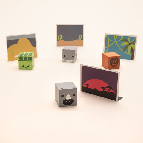 Cubelings Endangered Species Blocks with Papercraft Environments