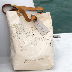 Light Grey vegan Stitch Luggage Tag boat