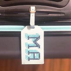 Light Grey Stitch Luggage Tag on BA suitcase