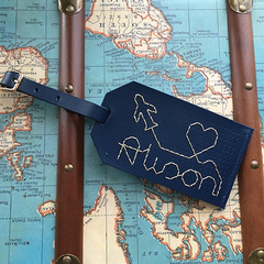 Navy Stitch Luggage Tag Alison