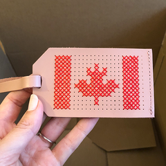 Pink Stitch Luggage Tag Canada flag
