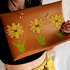 Brown laptop sleeve stitched by megcookie96