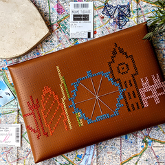 Brown Laptop sleeve stitched with London skyline by megcookie96