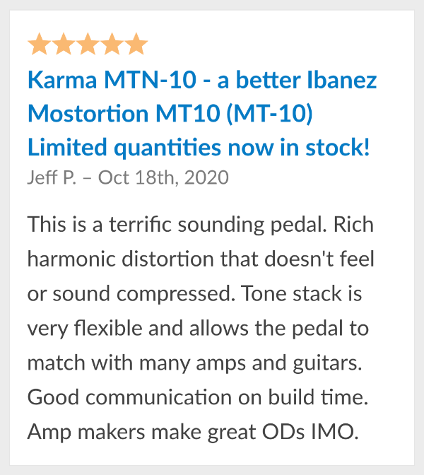 guitar pedal reviews karma mtn 10