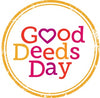 Good Deeds Day logo, text in various shades of red/purple/yellow/orange surrounded by a circle in yellow