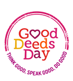 Good Deeds Day logo in shades of pink, yellow, purple and orange