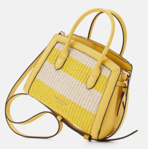Kate Spade Crossbody Womens Yellow Mini Knott Leather Straw Stripe Sat –  Luxe Fashion Finds