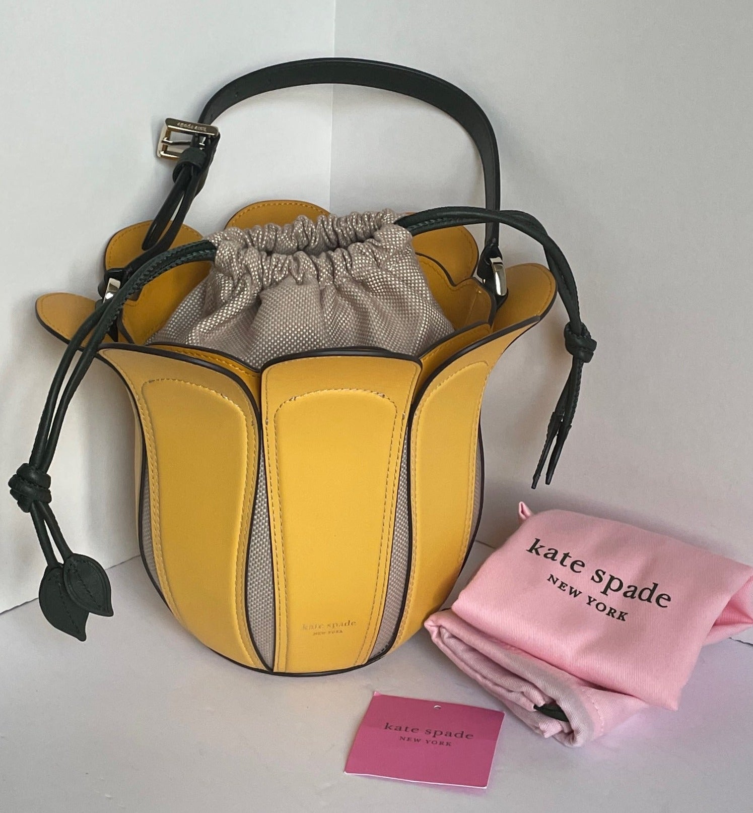 Kate Spade Women's Petal Flower Top Handle Medium Yellow Leather Bucke –  Luxe Fashion Finds