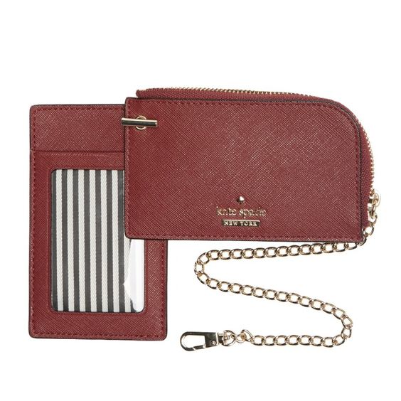Kate Spade Wallet Womens Red Leather 2pc Card Case Wristlet w Key Ring –  Luxe Fashion Finds