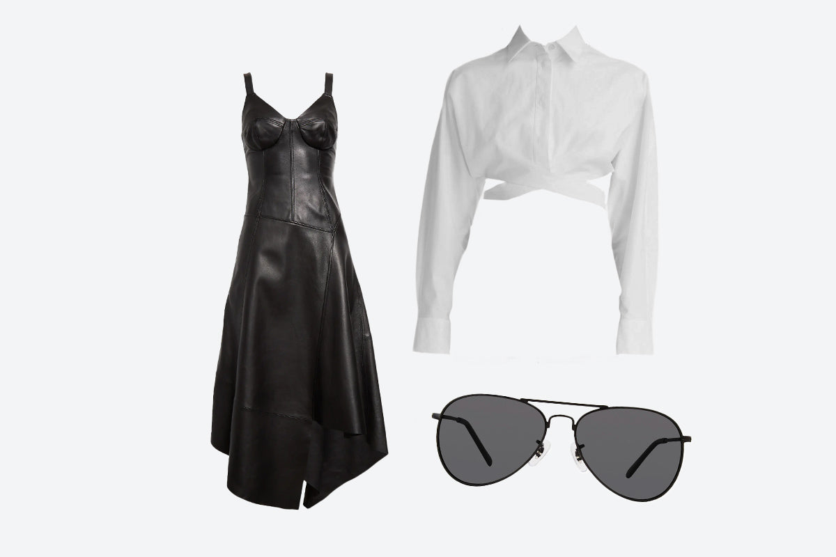 aviator sunglasses for black dress styling