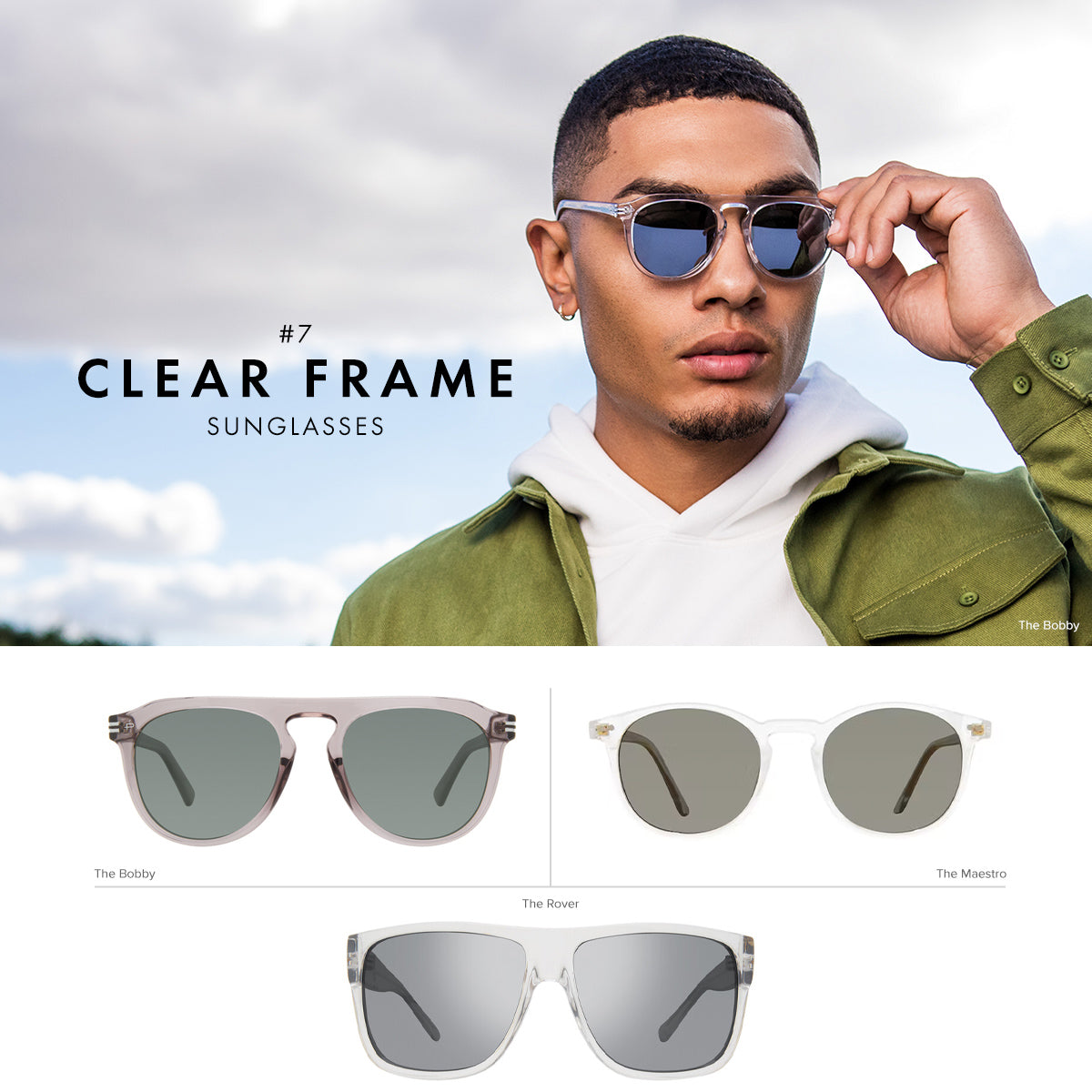 clear frame sunglasses men the bobby