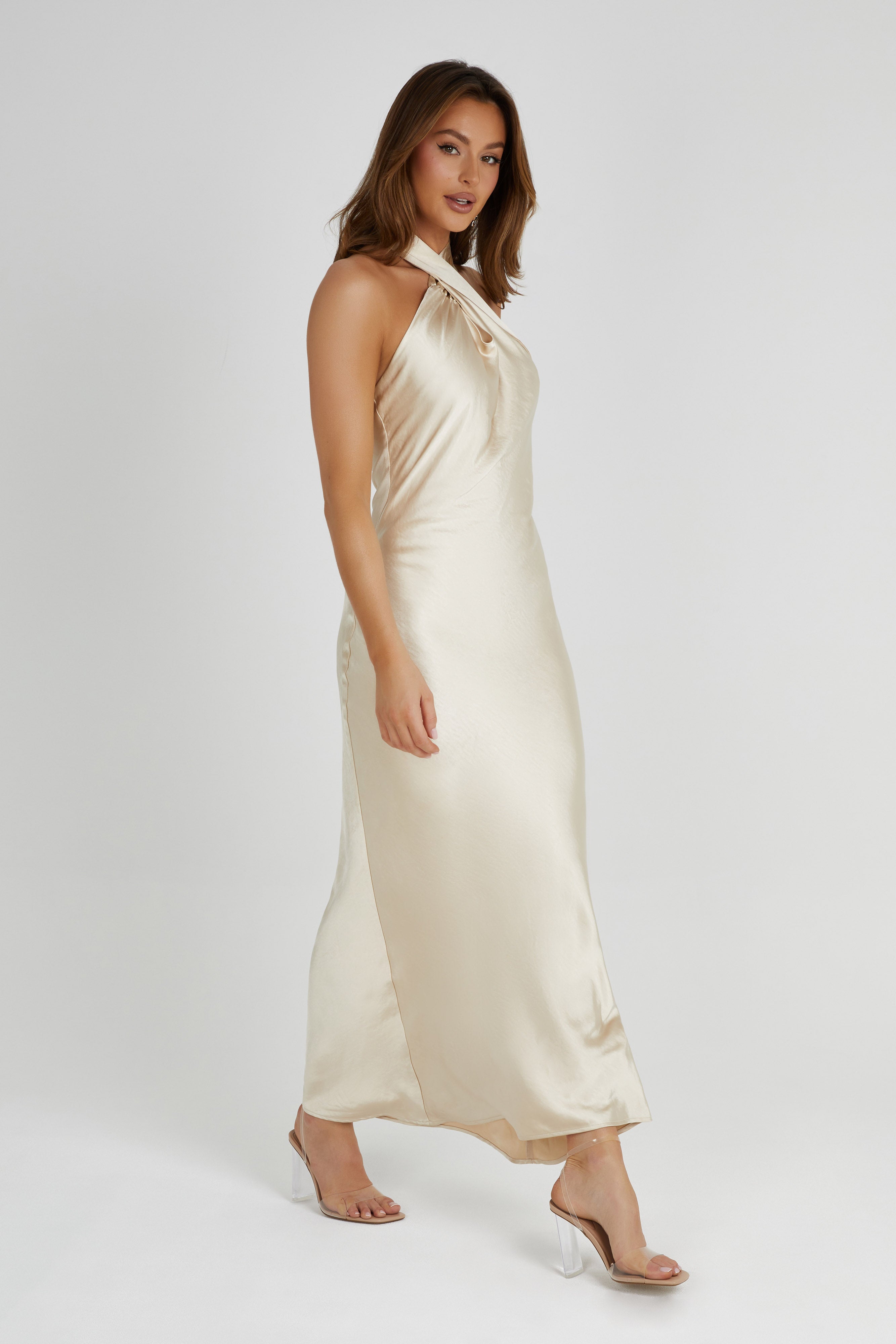 Laura Halter Satin Gown - Gold