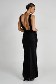 Angelique Satin Cowl Back Maxi Dress - Ivory - MESHKI U.S