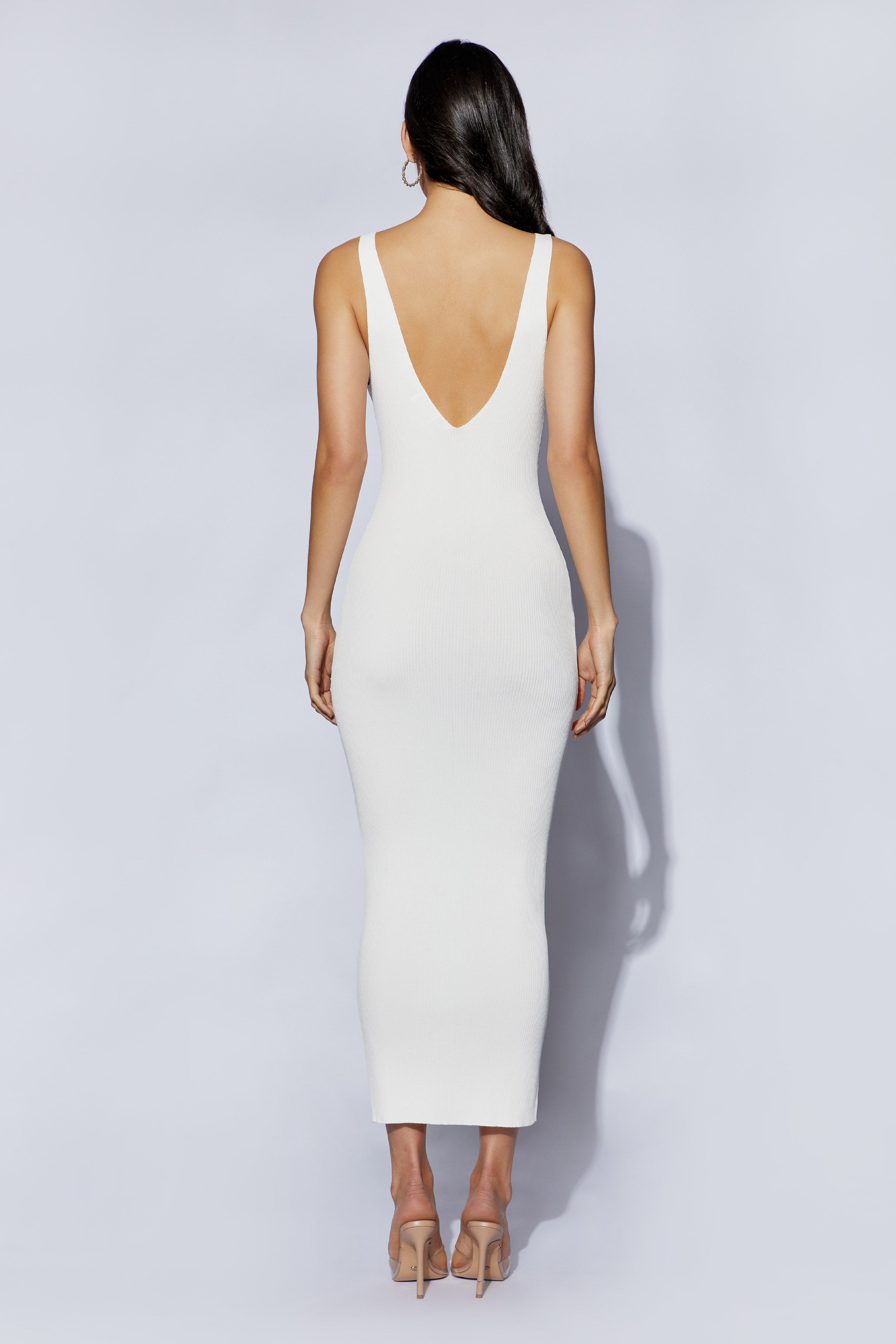 Jodie V Neck Midi Dress - Off White