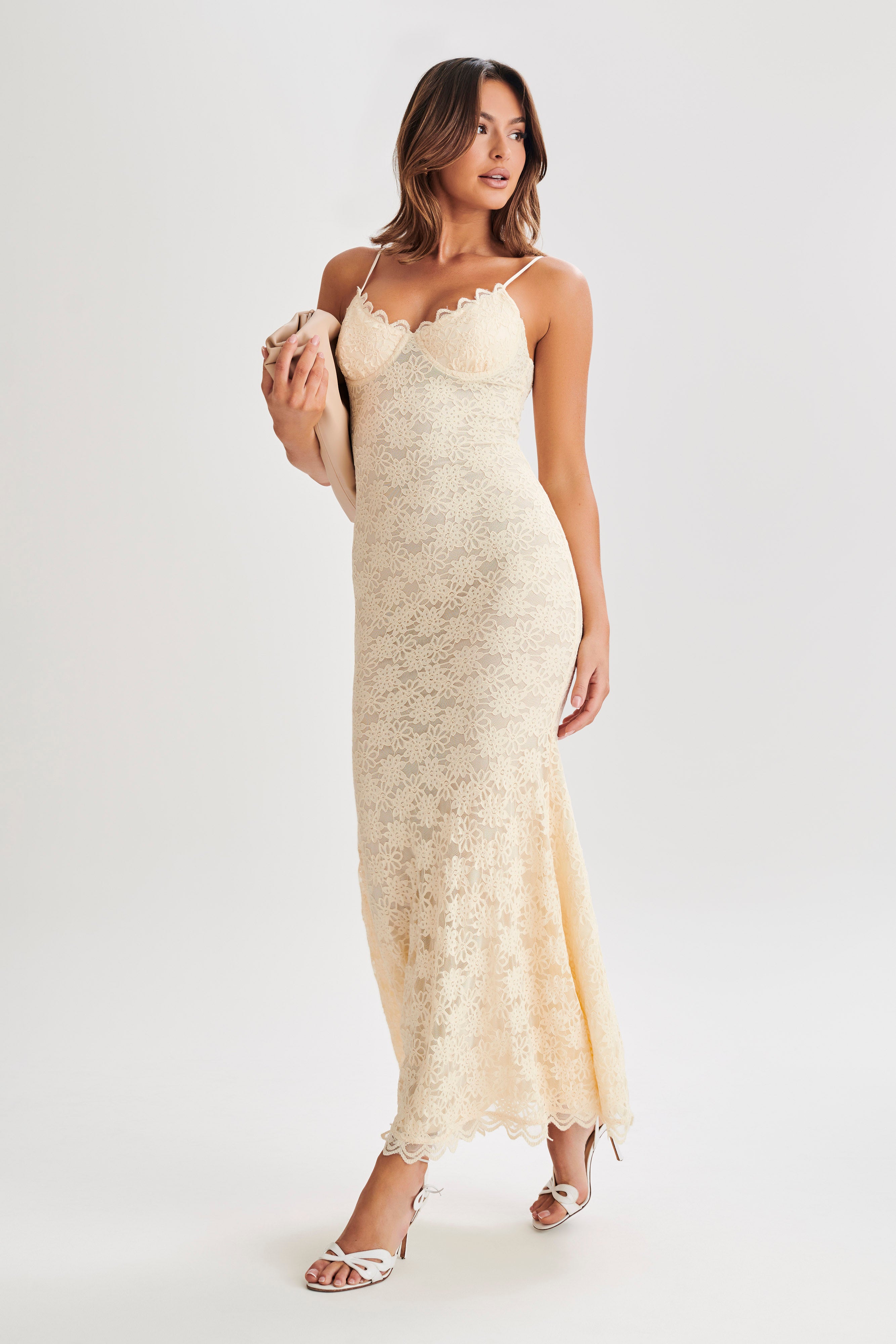 Joelle Lace Cupped Maxi Dress - Ivory