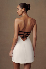 Neeka Strapless Bow Back Mini Dress - Black - MESHKI