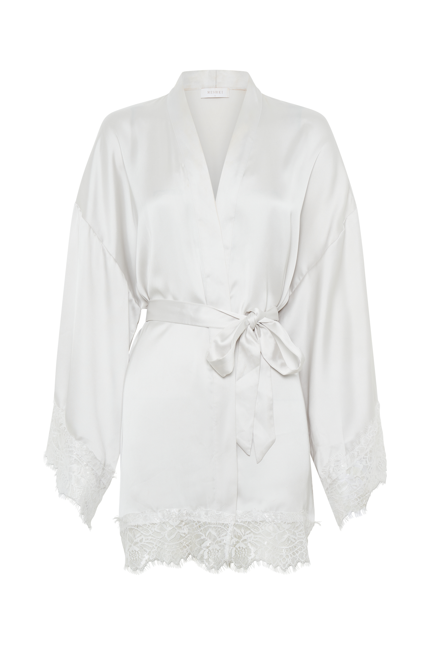 Annabeth Lace Trim Bridal Robe - White