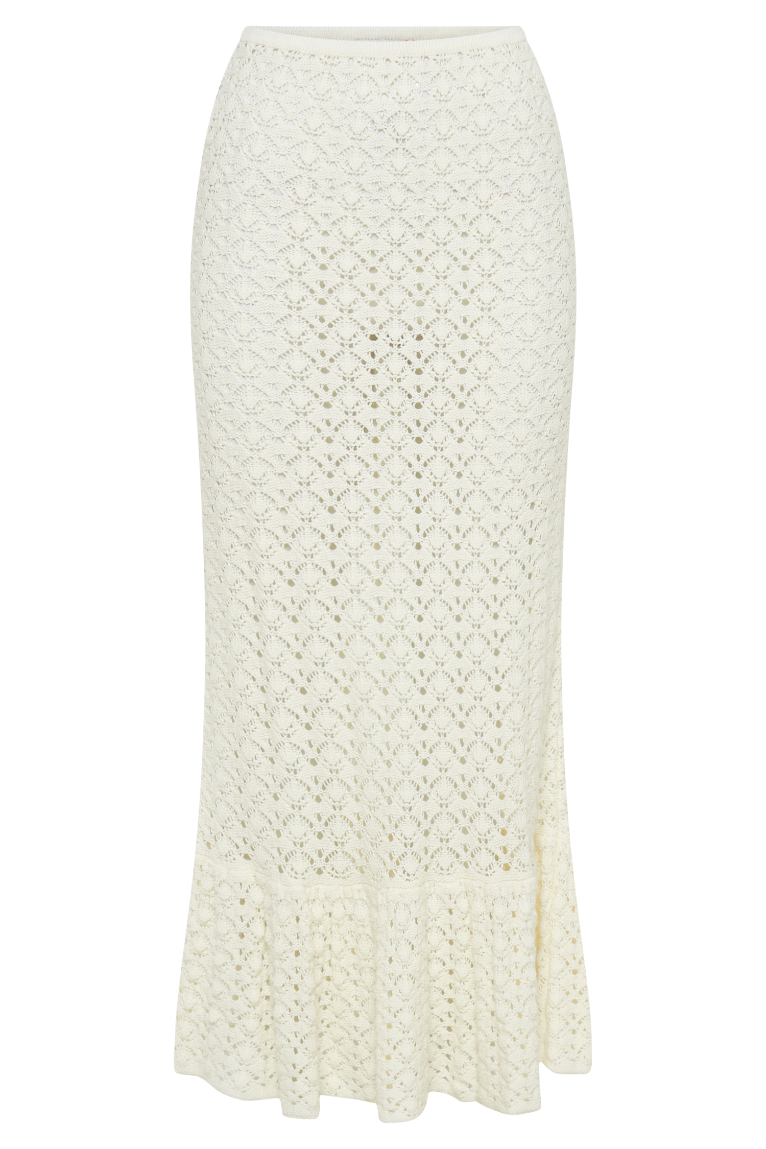 Anais Frill Knit Midi Skirt - Ivory