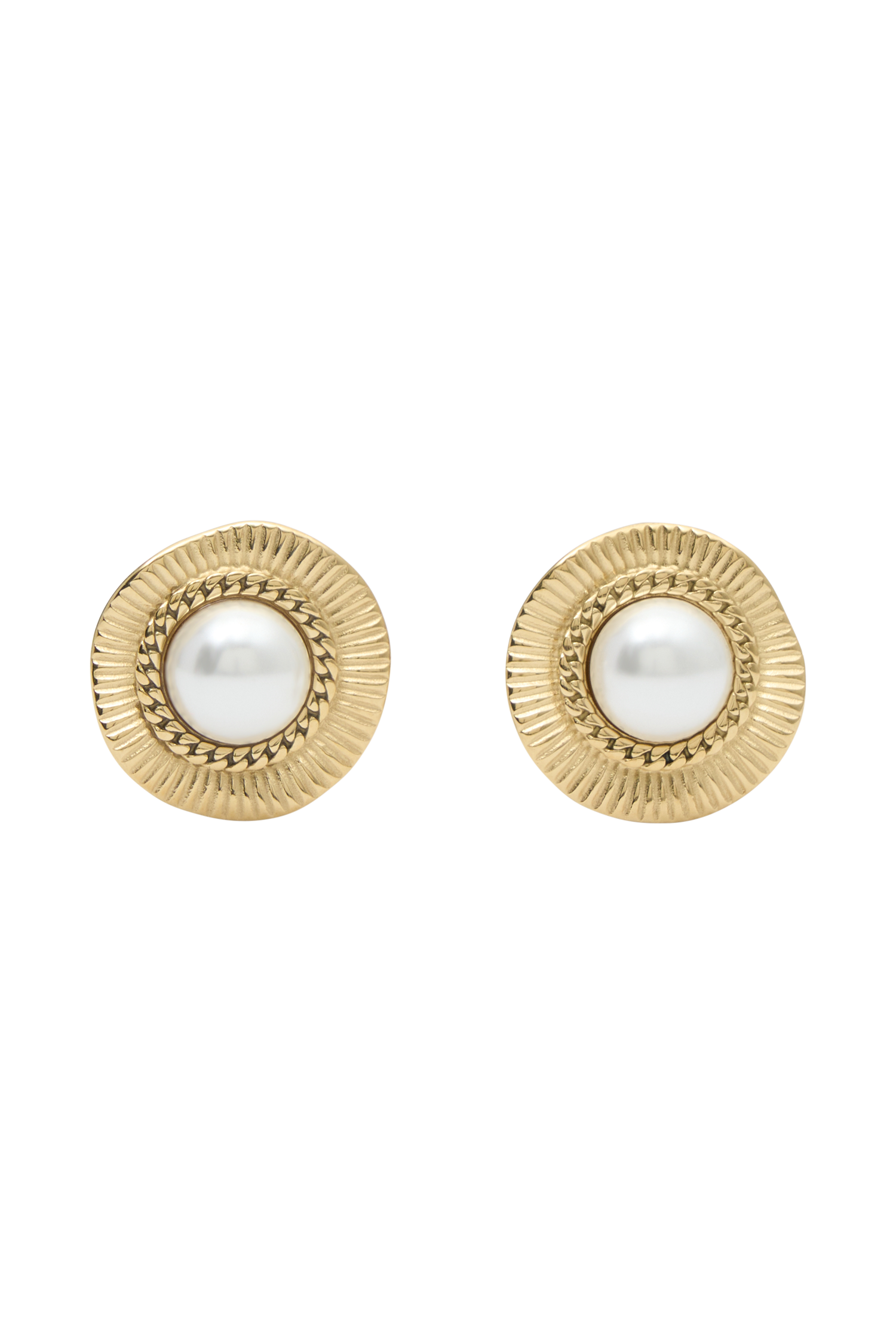 Zita Circle Pearl Earrings - Gold