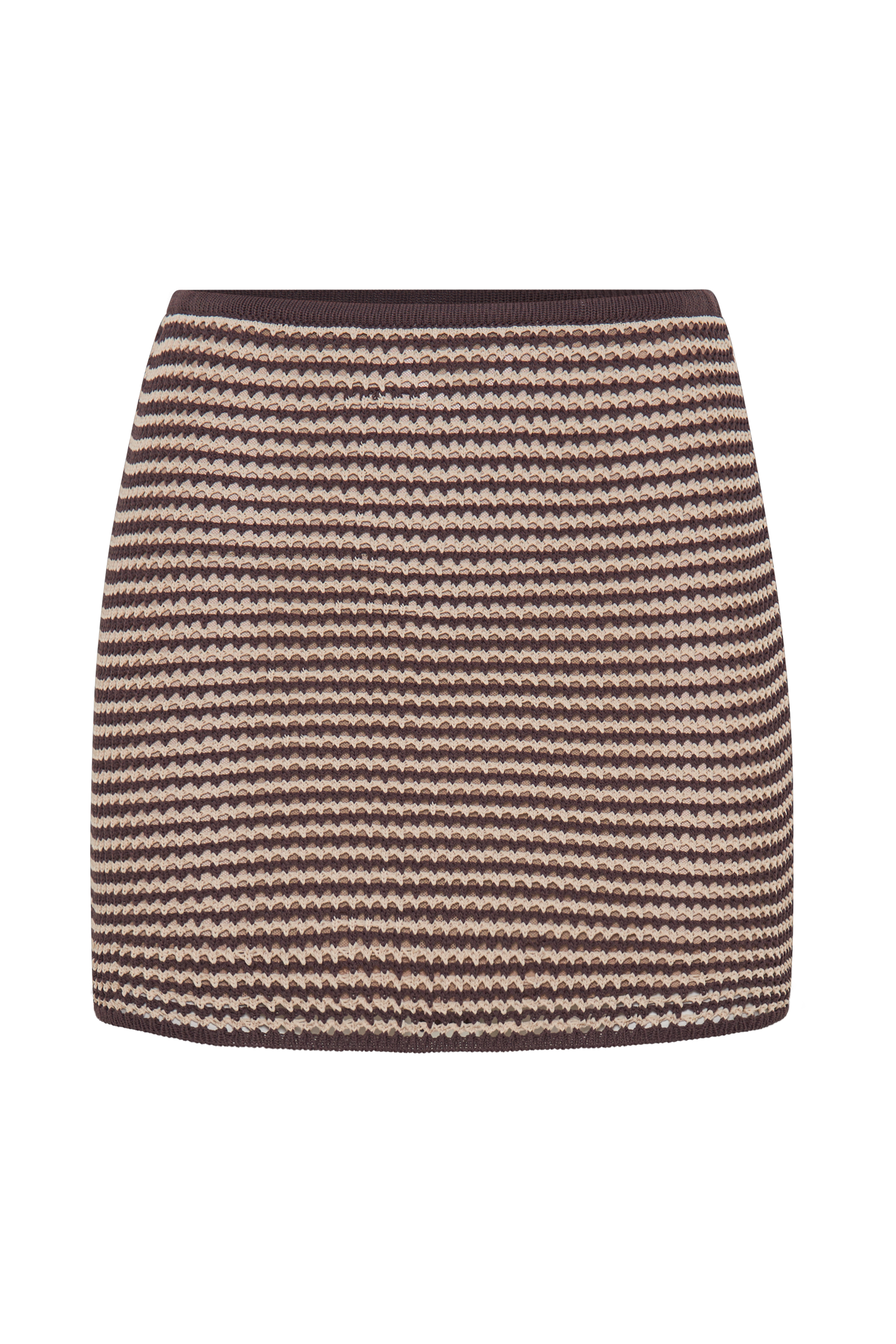 Omarosa Stripe Knit Mini Skirt - Chocolate/Nude