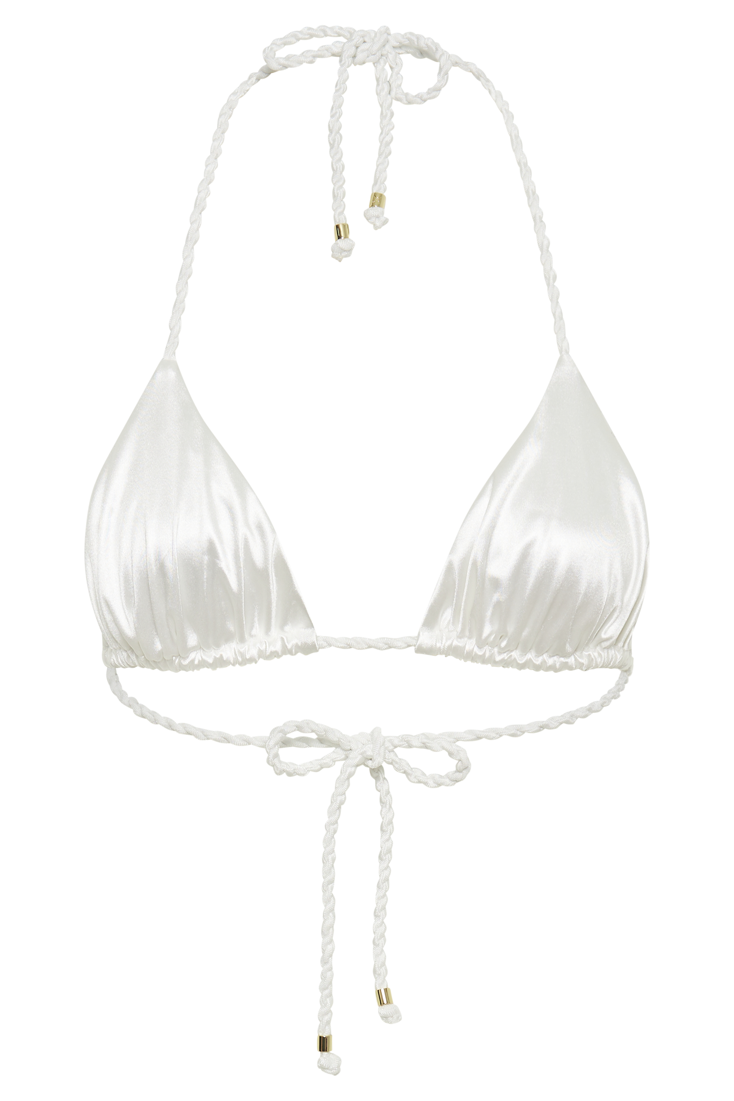 Sachi Triangle Bikini Top With Braided Ties - Ivory