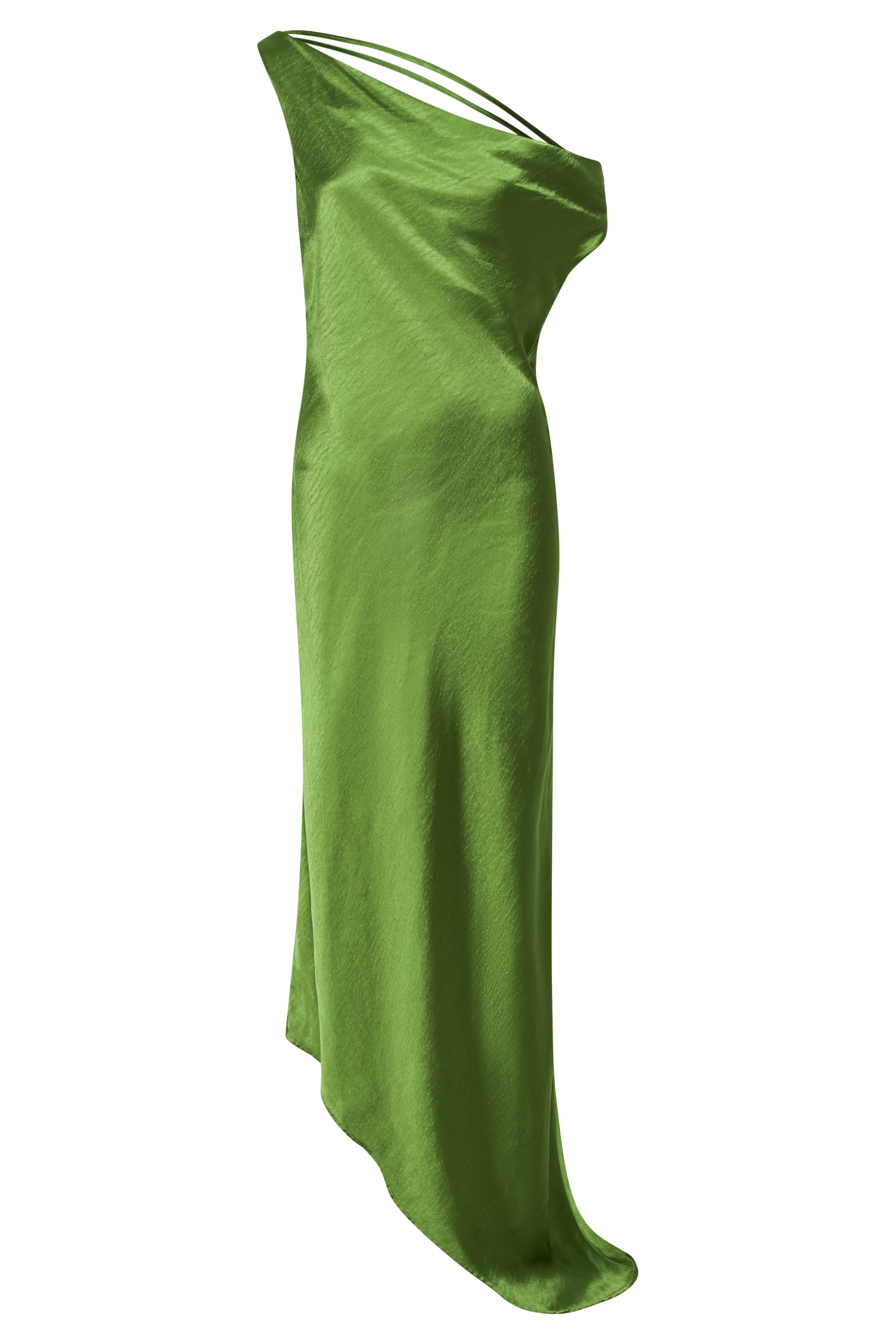 Yvette Slip Maxi Dress With Asymmetrical Hem - Emerald