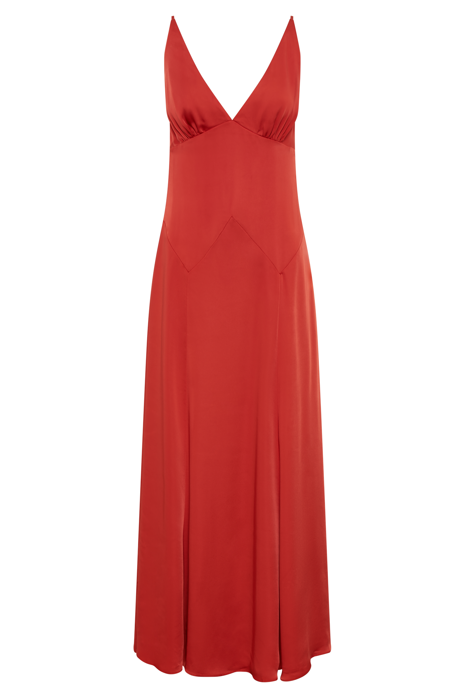 Kamala Low Back Satin Maxi Dress - Red