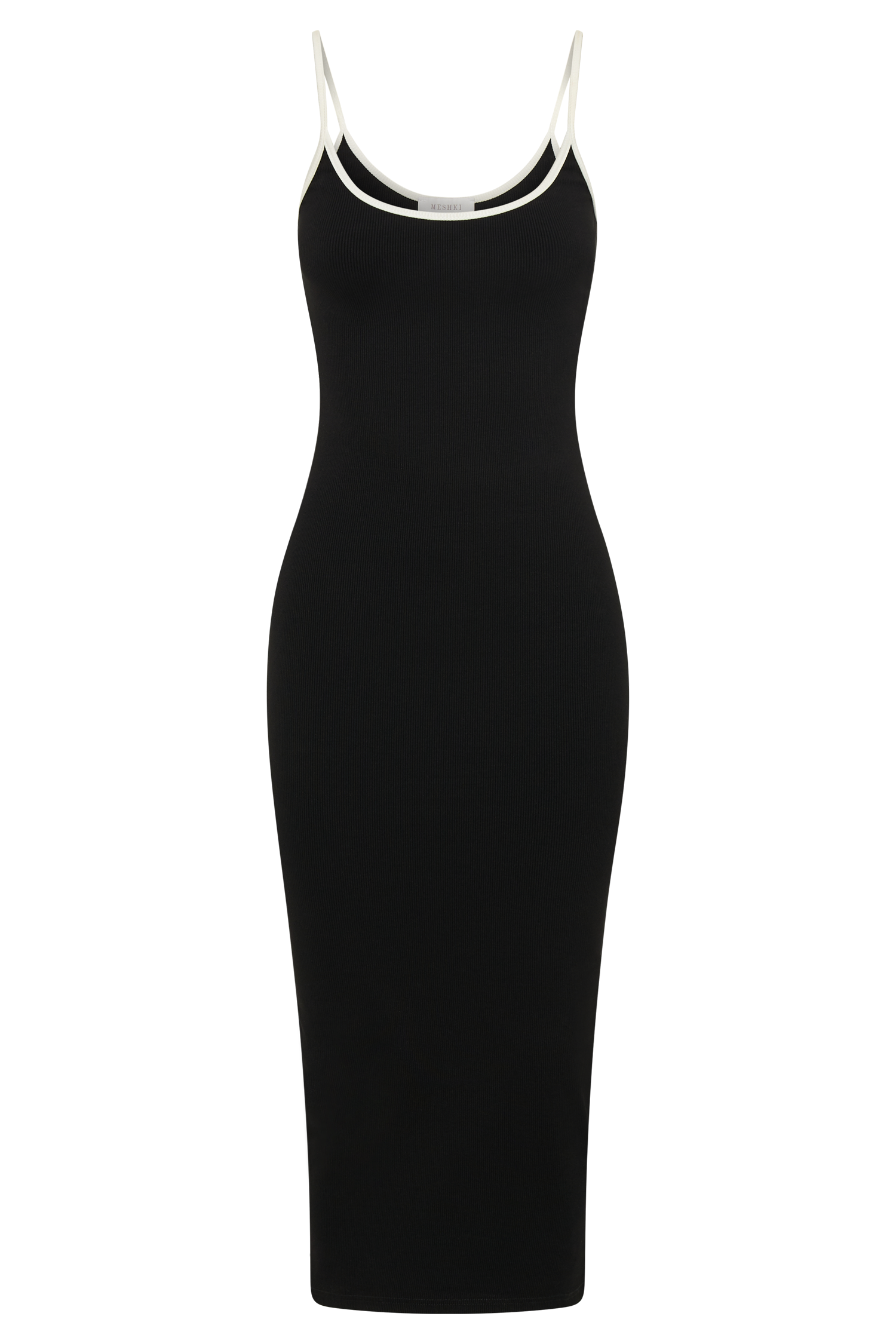 Alexis Ribbed Contrast Midi Dress - Black/White