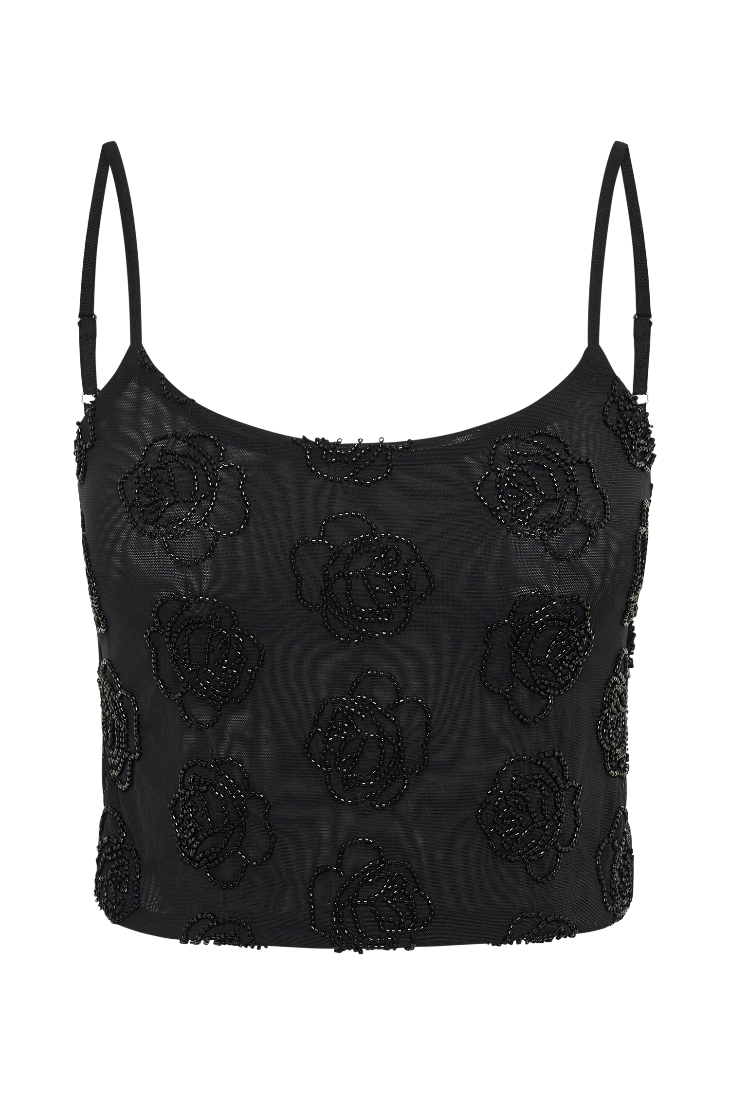 Greta Rose Beaded Camisole - Black