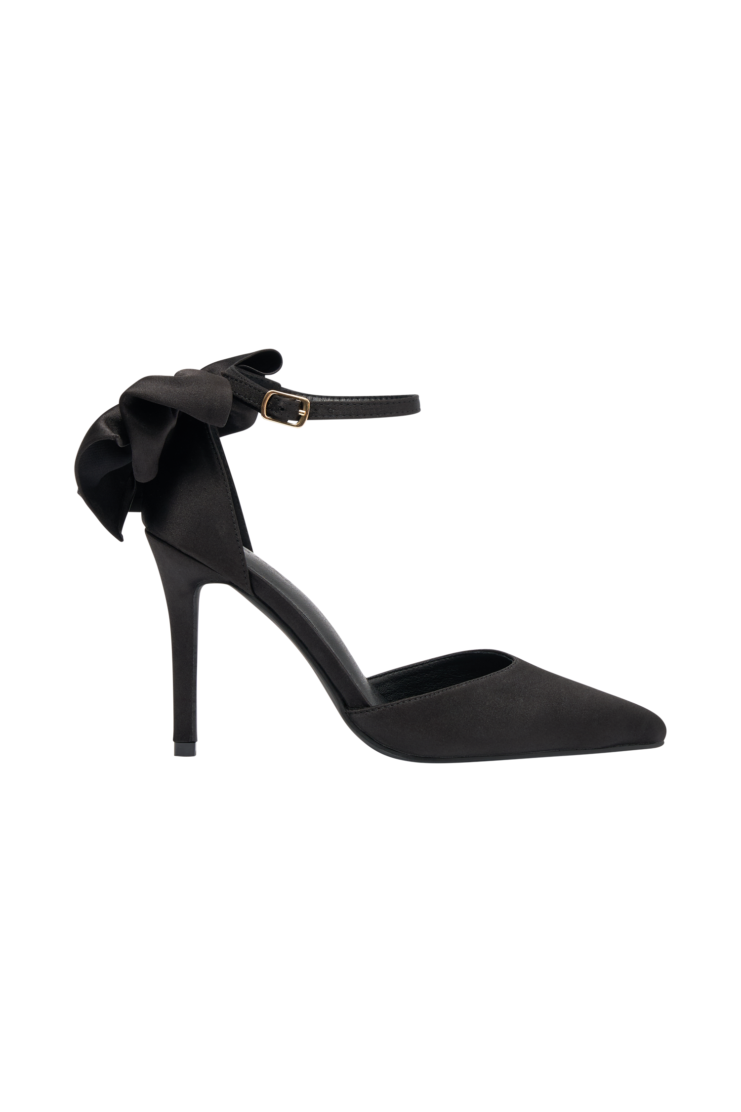 Charmed Satin Bow Heel - Black