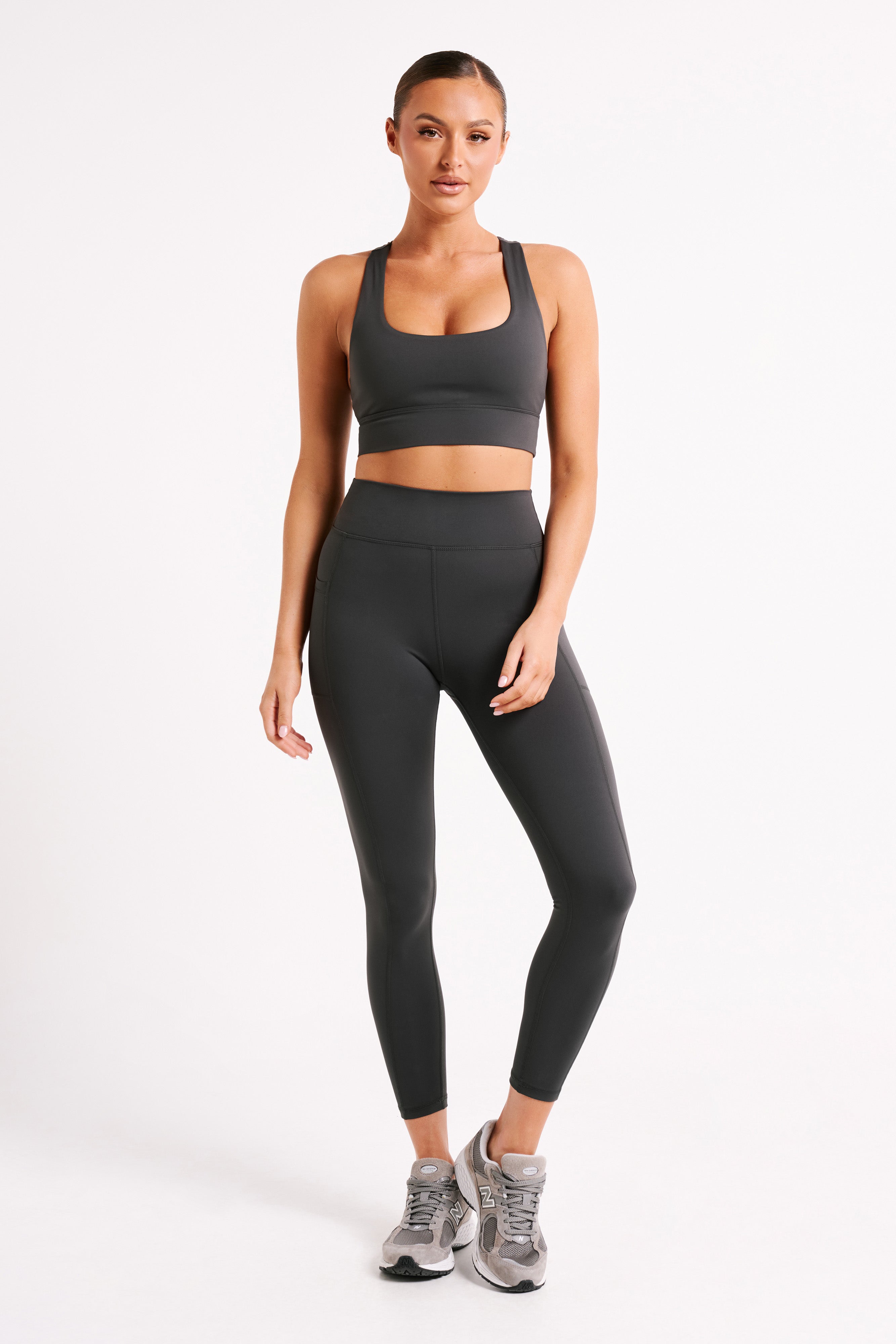 Thea Racerback Crop Top - Charcoal